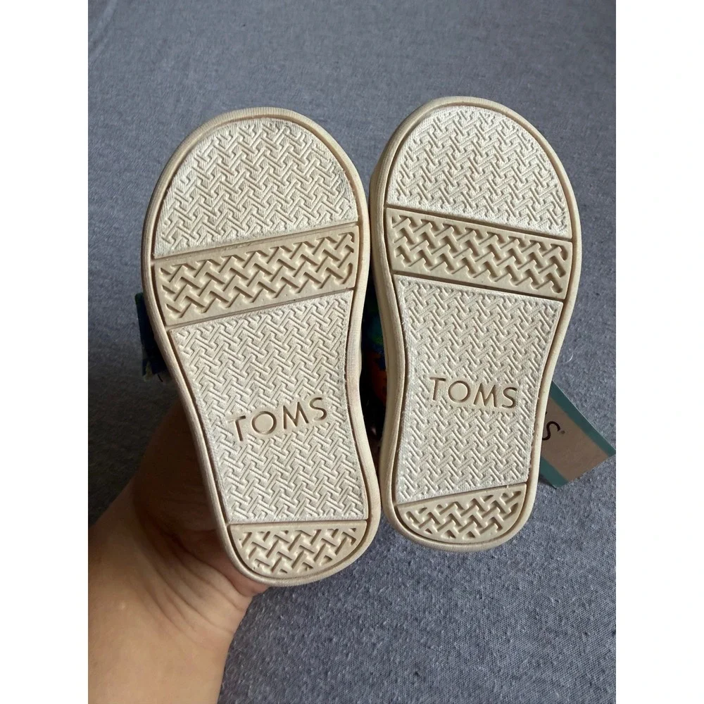 TOMS Shoes Alpargata Dinosaur Graphic Blue Multi Size 5 Toddler